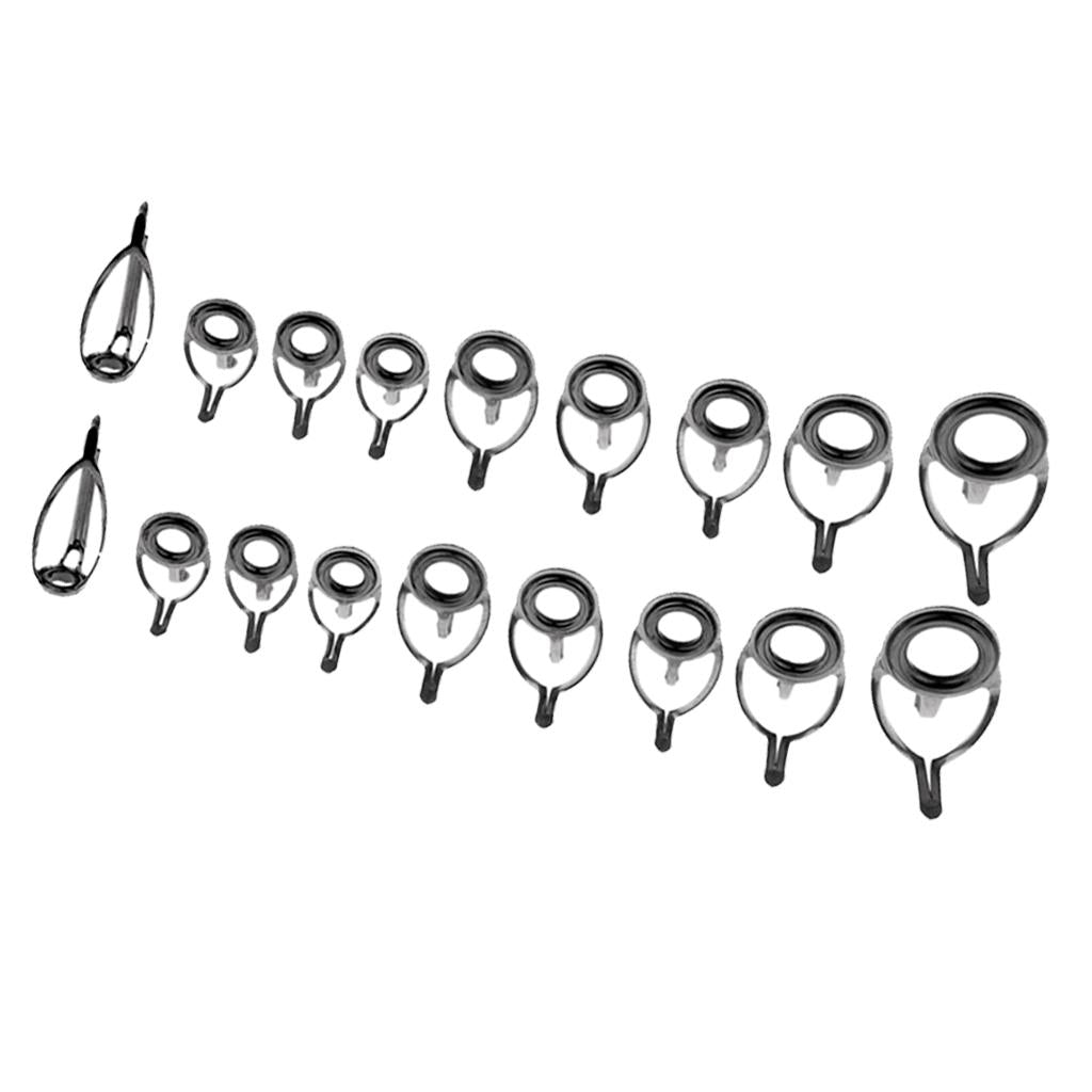 18pcs Fishing Rod Guide Tip Eye Ring Casting Fishing Rod Repair Kit Building