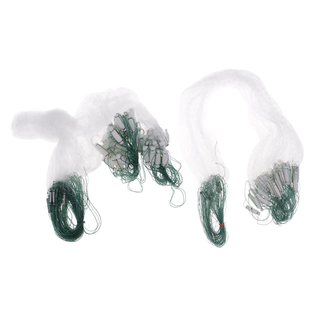 2pcs Fishing Fish Mesh Traps Nylon Fishing Gill Net Casting Nets with Sinker