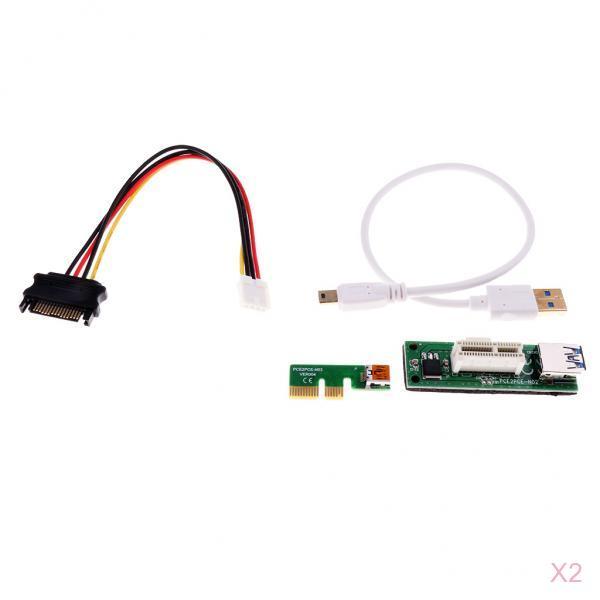 2x Extender Cable 4pin PCI-E Express Extension 1x Riser Card USB Powered