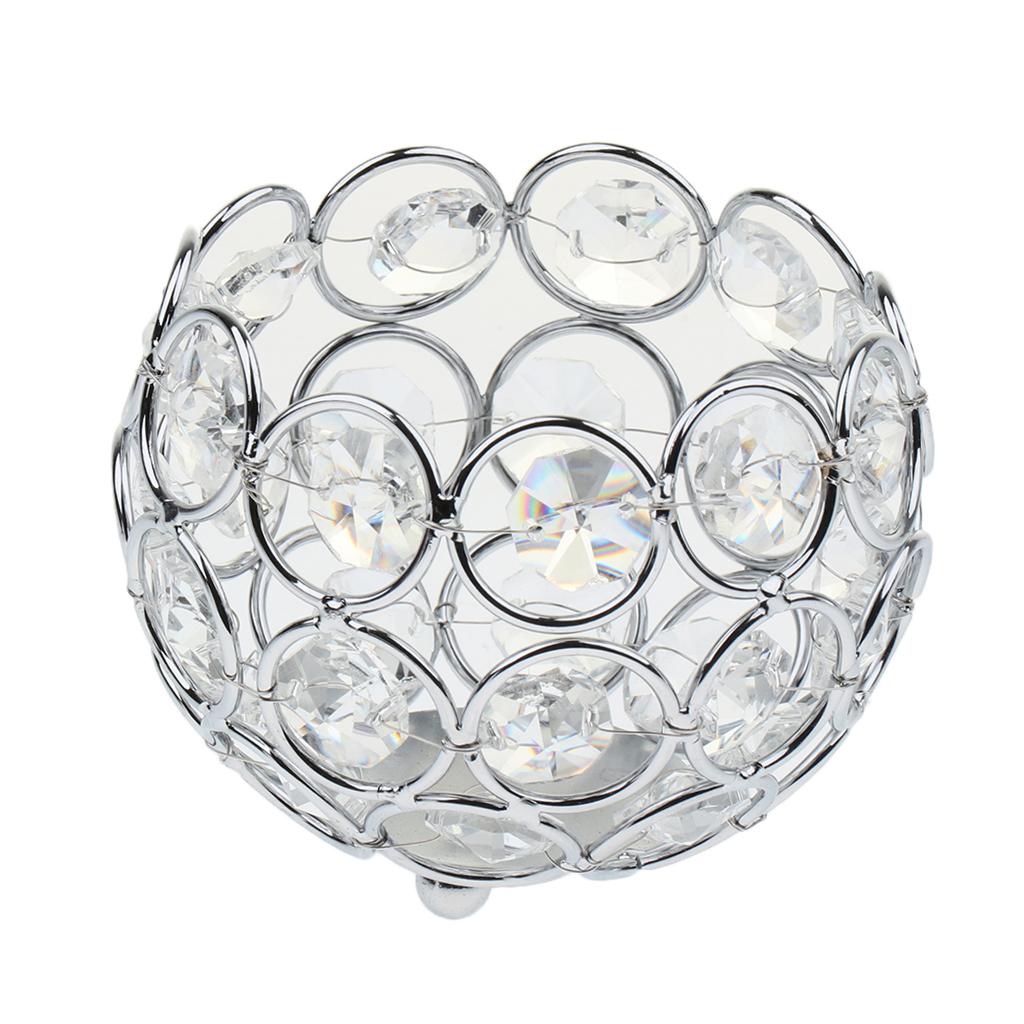 16 Pieces Crystal Candle Holder Banquet Tabletop Candlestick Silver