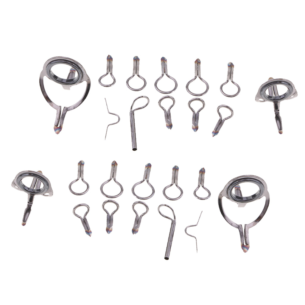 24pcs Fishing Rod Guides Set Rod Building Hard Snake Guides Tip Ring Hooks