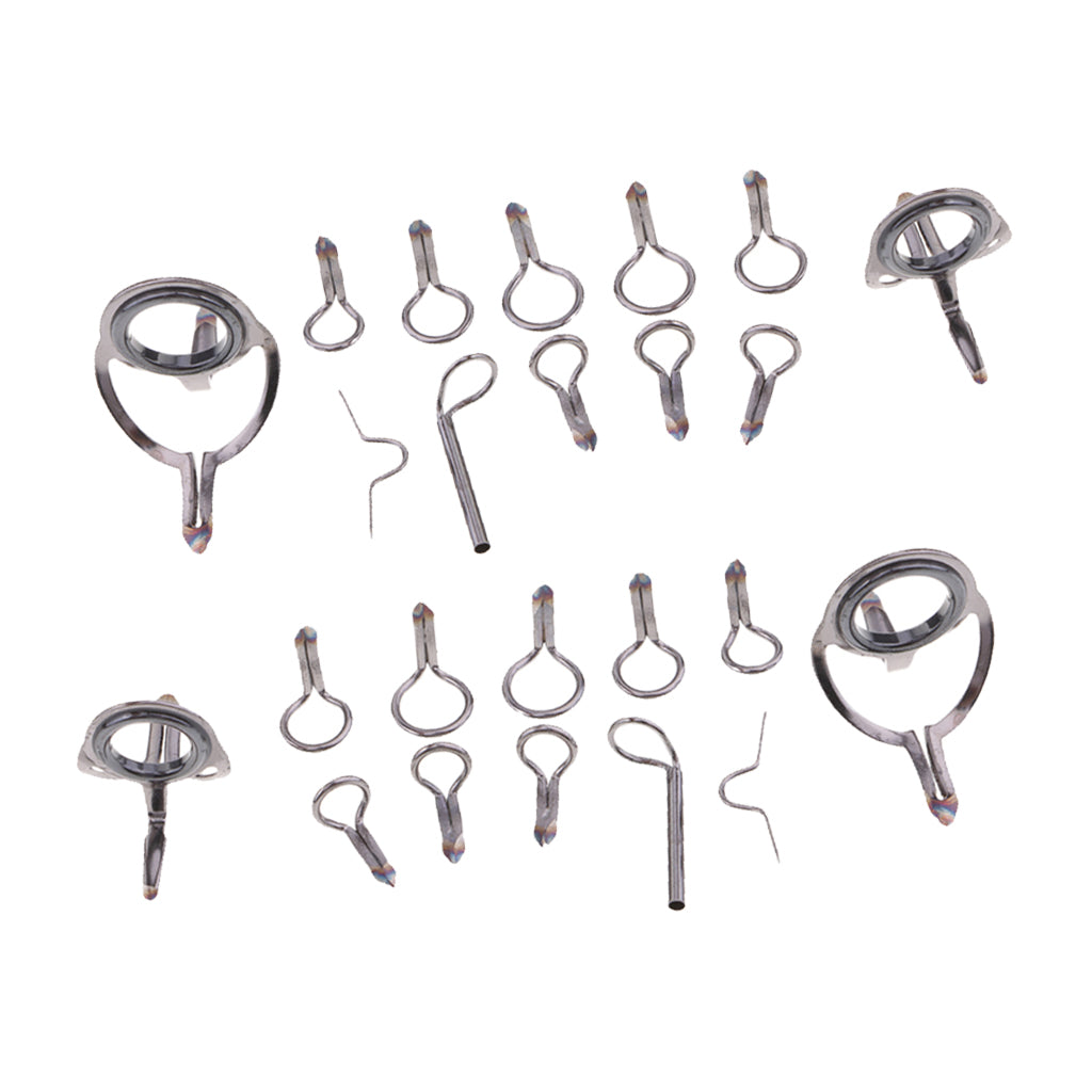 24pcs Fishing Rod Guides Set Rod Building Hard Snake Guides Tip Ring Hooks