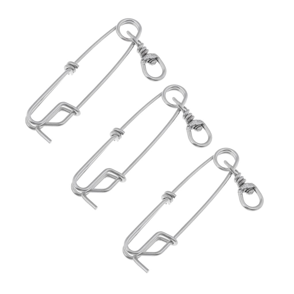 3pcs Long Line Clip Snap Stainless Steel Sea Fishing Connectors
