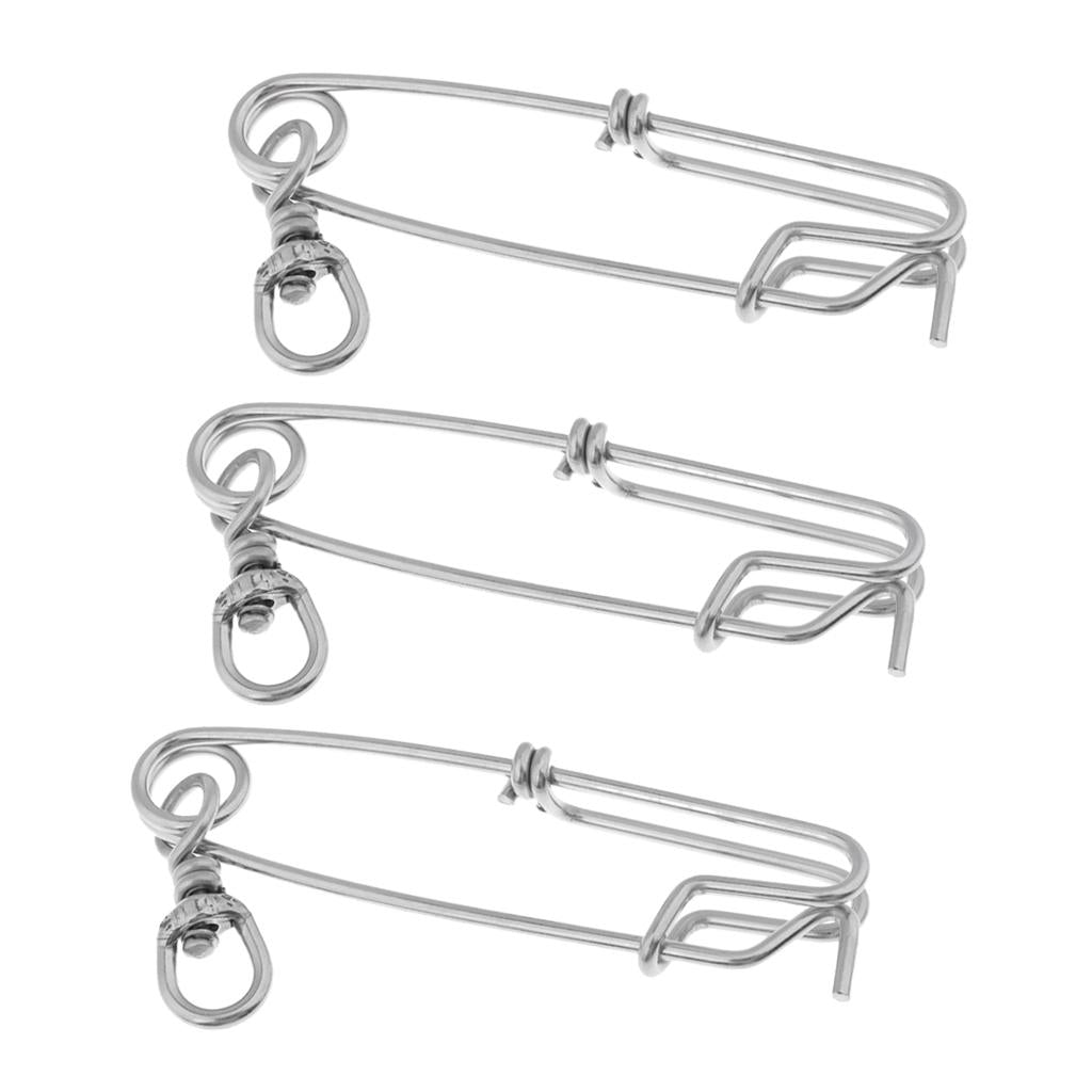 3pcs Long Line Clip Snap Stainless Steel Sea Fishing Connectors