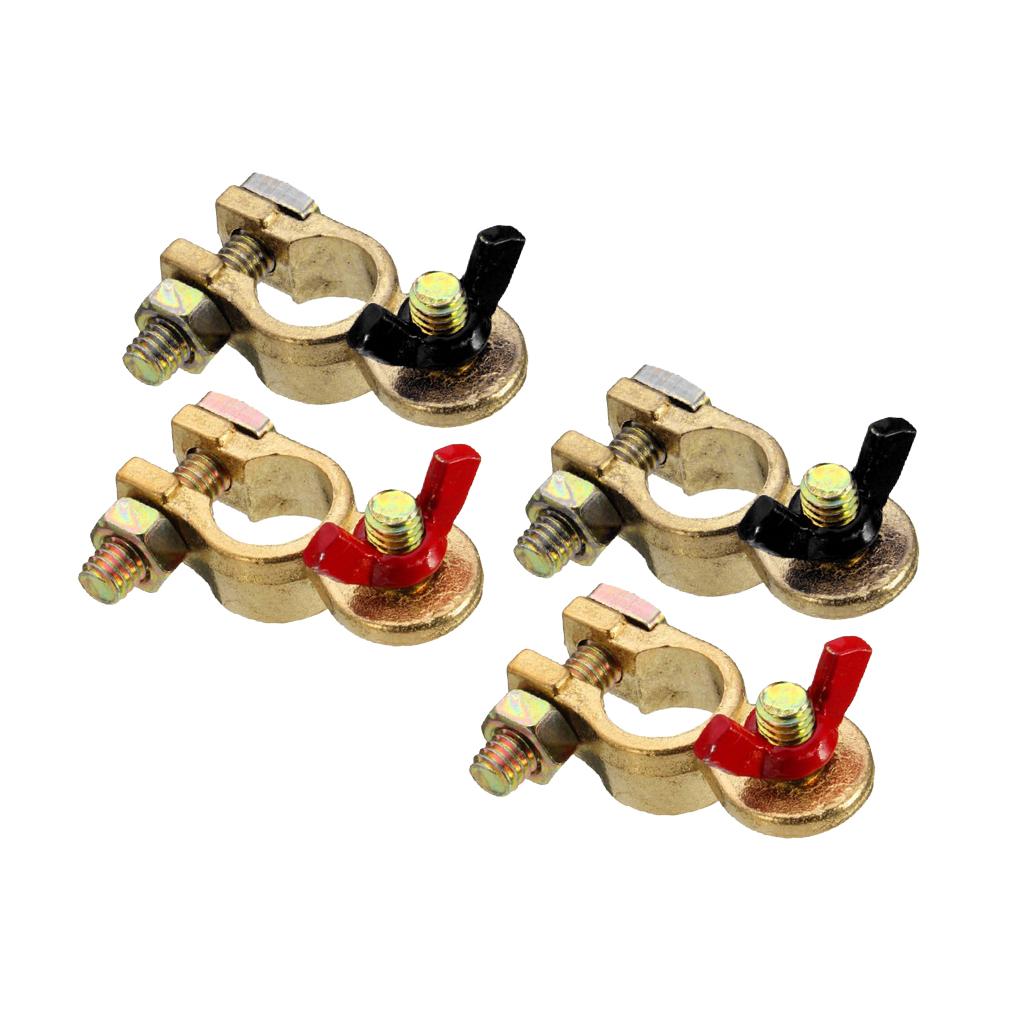 Copper Positive&Nagative Car Battery Terminal Clamp Clip Connector 2Pairs