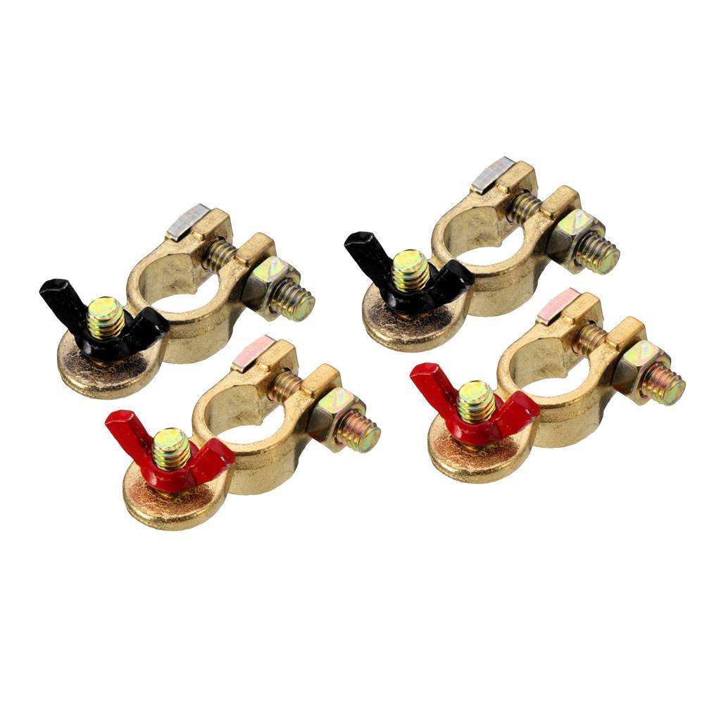 Copper Positive&Nagative Car Battery Terminal Clamp Clip Connector 2Pairs