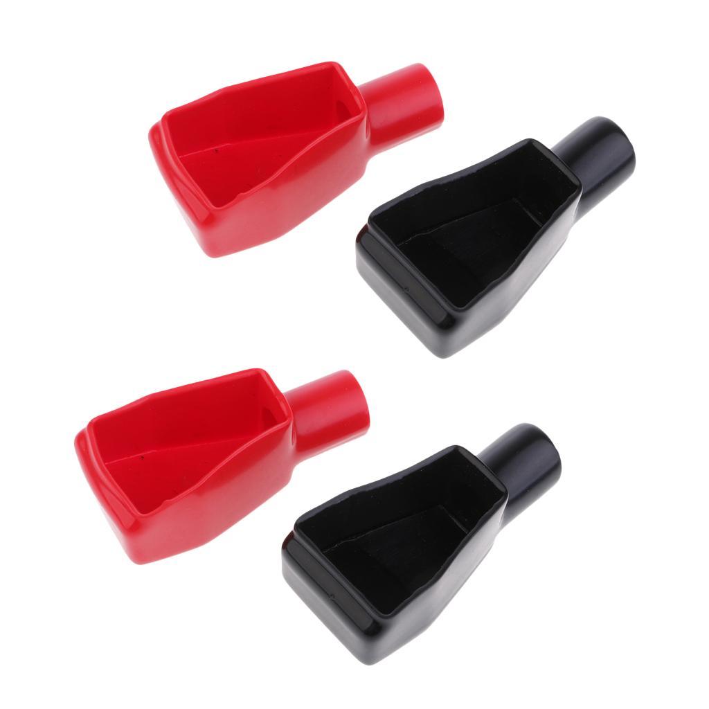 4Pcs Dust Cap Red and Black Top Post Style Flexible Battery Terminal Cover