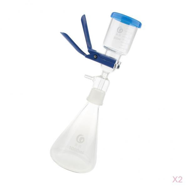 2 Sets of 1000ml Filtration Apparatus Vacuum Lab Filter Unit w Funnel Clamp