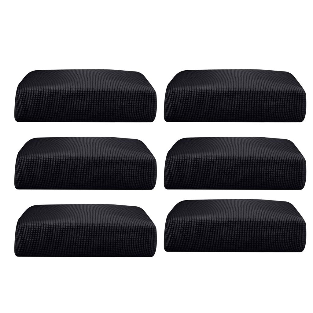 6Pcs Sofa Futon Seat Cushion Cover Couch Slipcover Protector Black_Size S