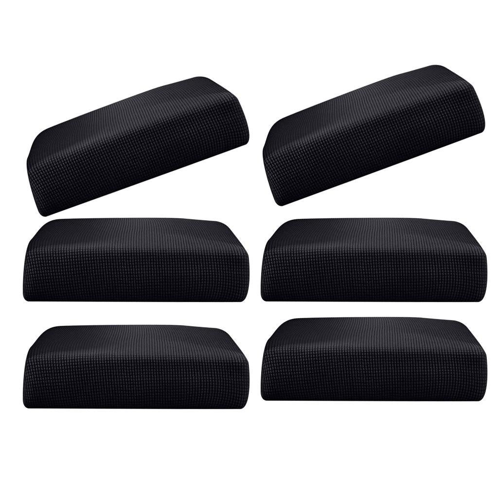 6Pcs Sofa Futon Seat Cushion Cover Couch Slipcover Protector Black_Size S
