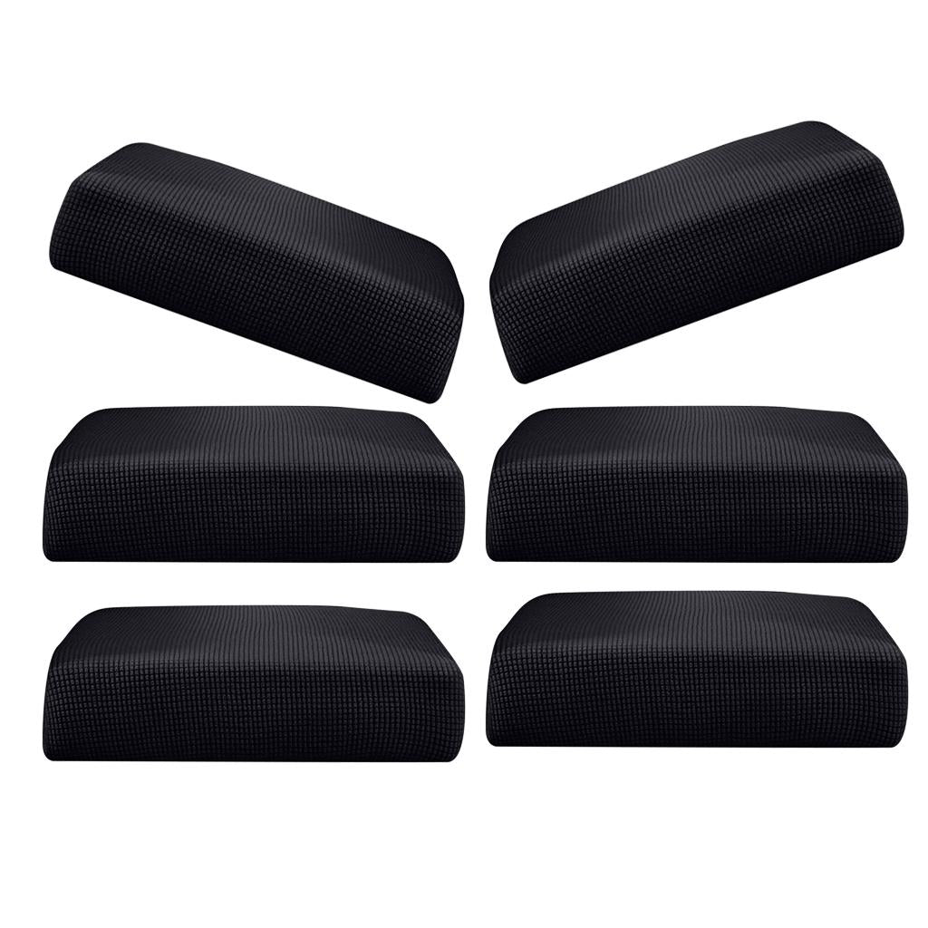 6Pcs Sofa Futon Seat Cushion Cover Couch Slipcover Protector Black_Size S