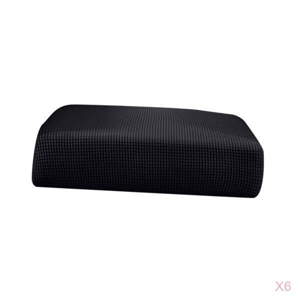 6Pcs Sofa Futon Seat Cushion Cover Couch Slipcover Protector Black_Size S