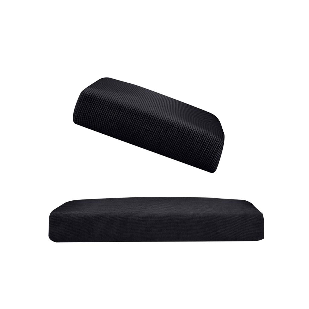 2Pcs Sofa Futon Seat Cushion Cover Couch Slipcover Protector Black_Size S&M