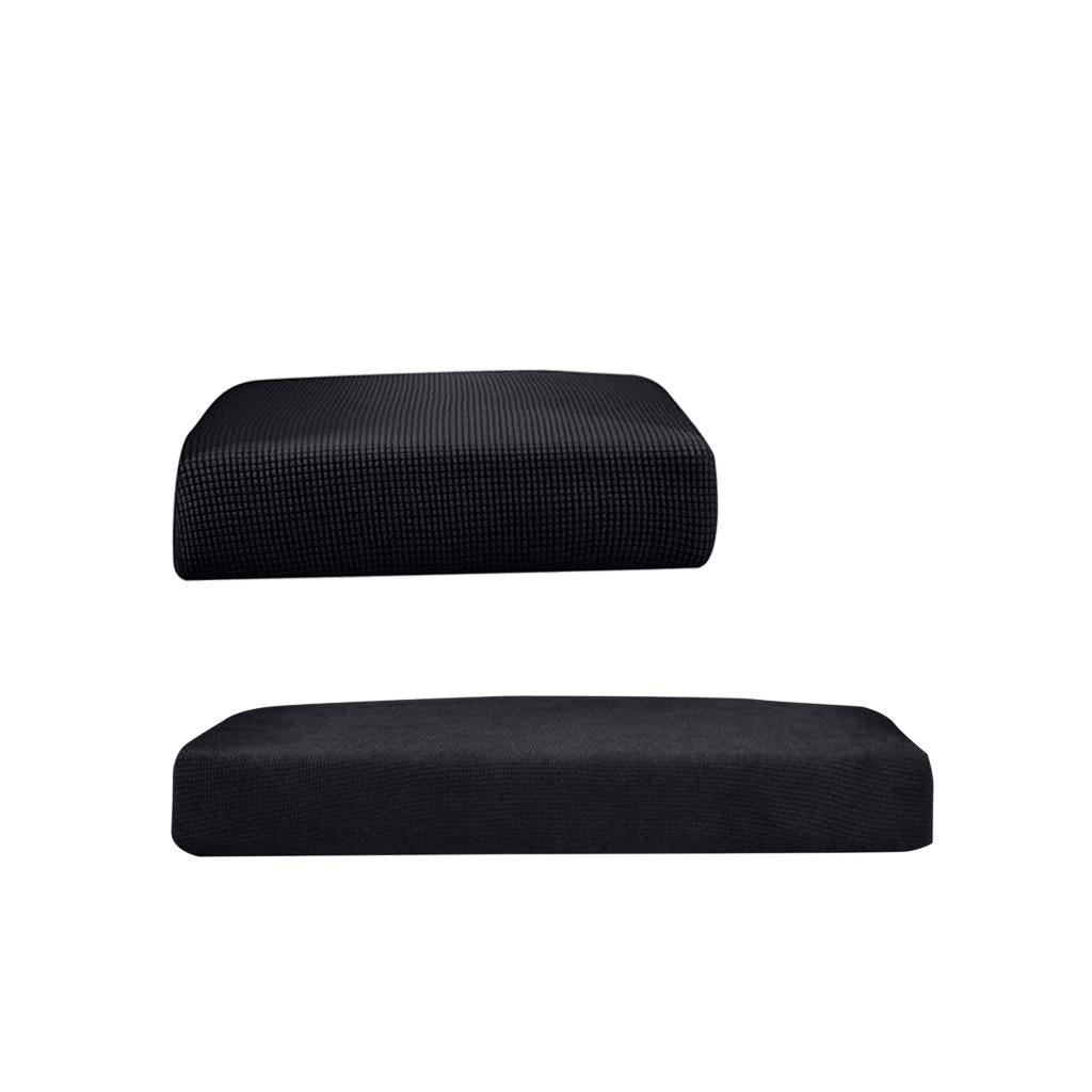 2Pcs Sofa Futon Seat Cushion Cover Couch Slipcover Protector Black_Size S&M