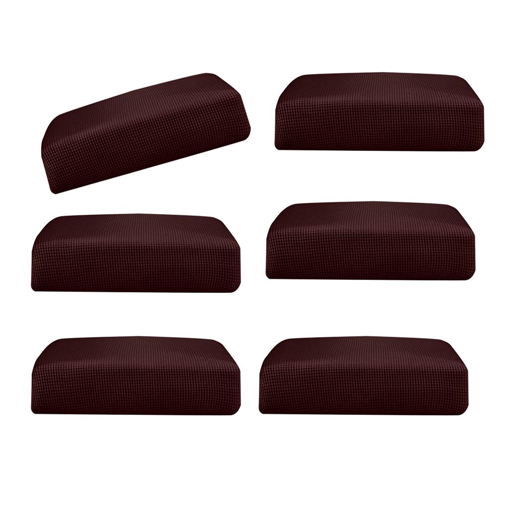 6Pcs Sofa Futon Seat Cushion Cover Couch Slipcover Protector Dark Brown _ S