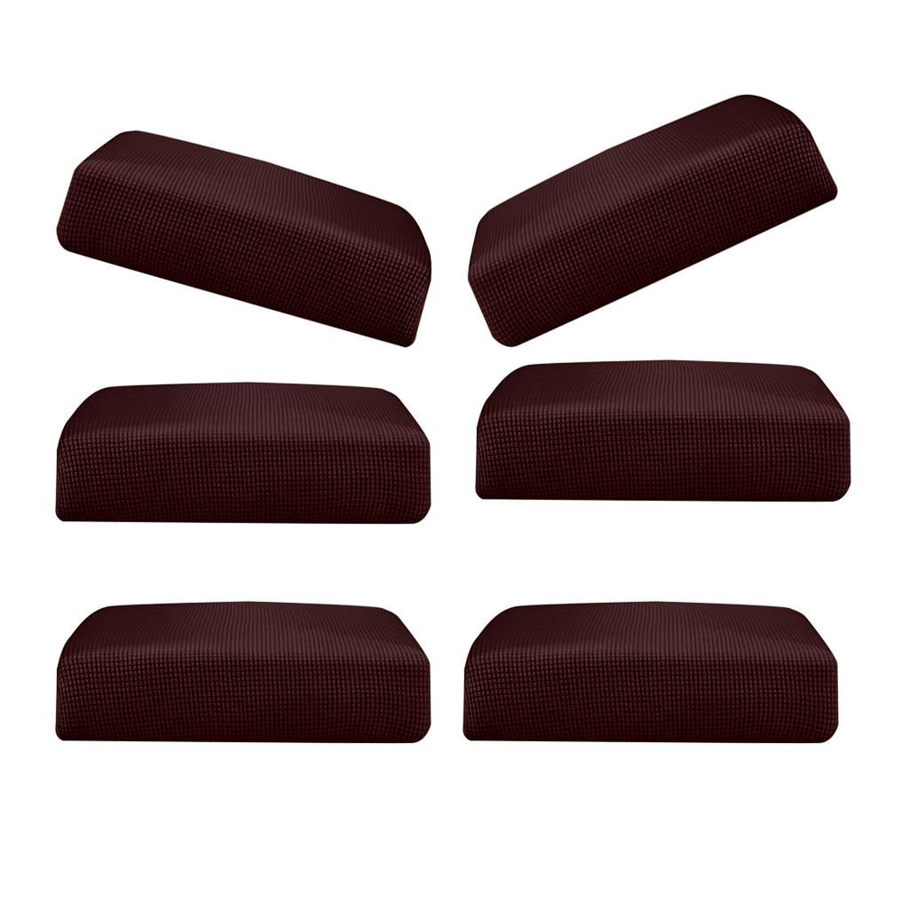 6Pcs Sofa Futon Seat Cushion Cover Couch Slipcover Protector Dark Brown _ S