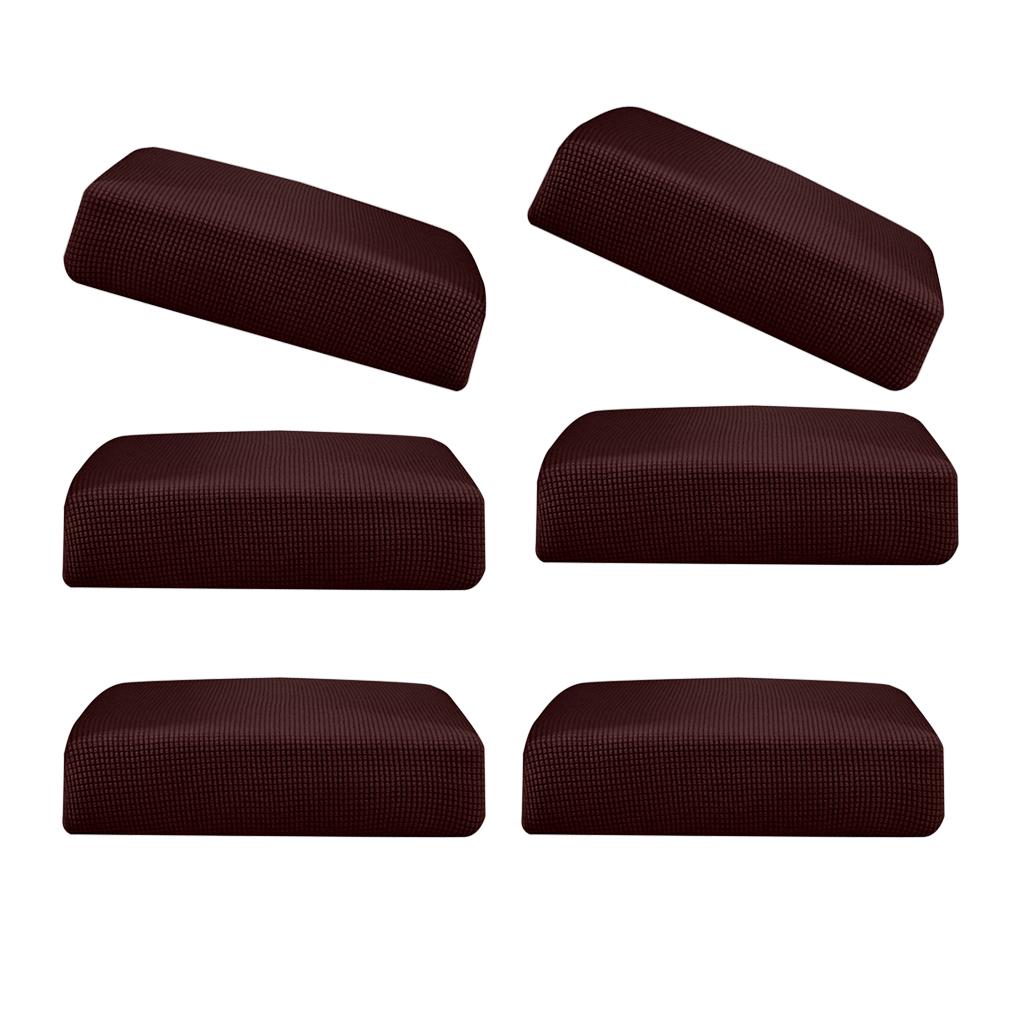 6Pcs Sofa Futon Seat Cushion Cover Couch Slipcover Protector Dark Brown _ S