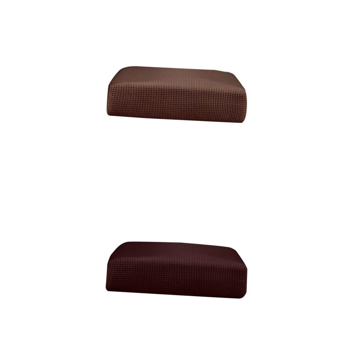 2Pcs Sofa Seat Cushion Cover Couch Slipcover Protector Light Dark Brown _ S