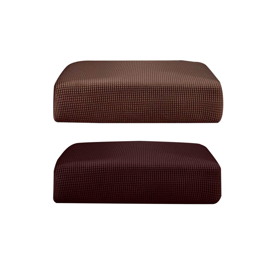 2Pcs Sofa Seat Cushion Cover Couch Slipcover Protector Light Dark Brown _ S