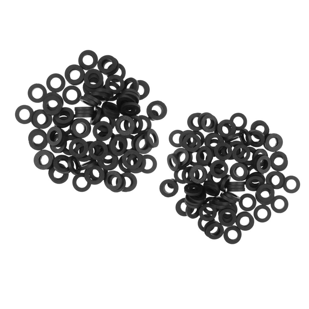 200 Pcs Black Flat O-ring Seals Gasket Silicone for Shower Nozzle 1/2 3/4""