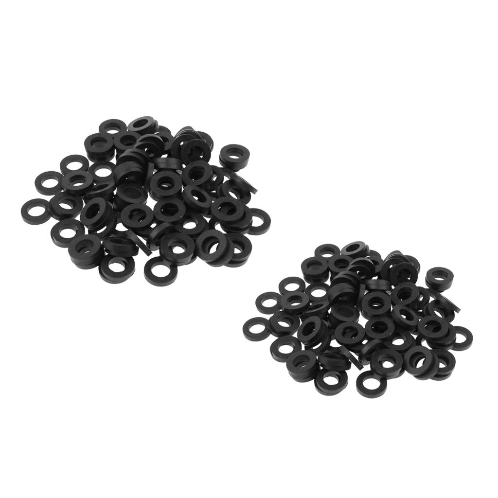 200 Pcs Black Flat O-ring Seals Gasket Silicone for Shower Nozzle 1/2 3/4""