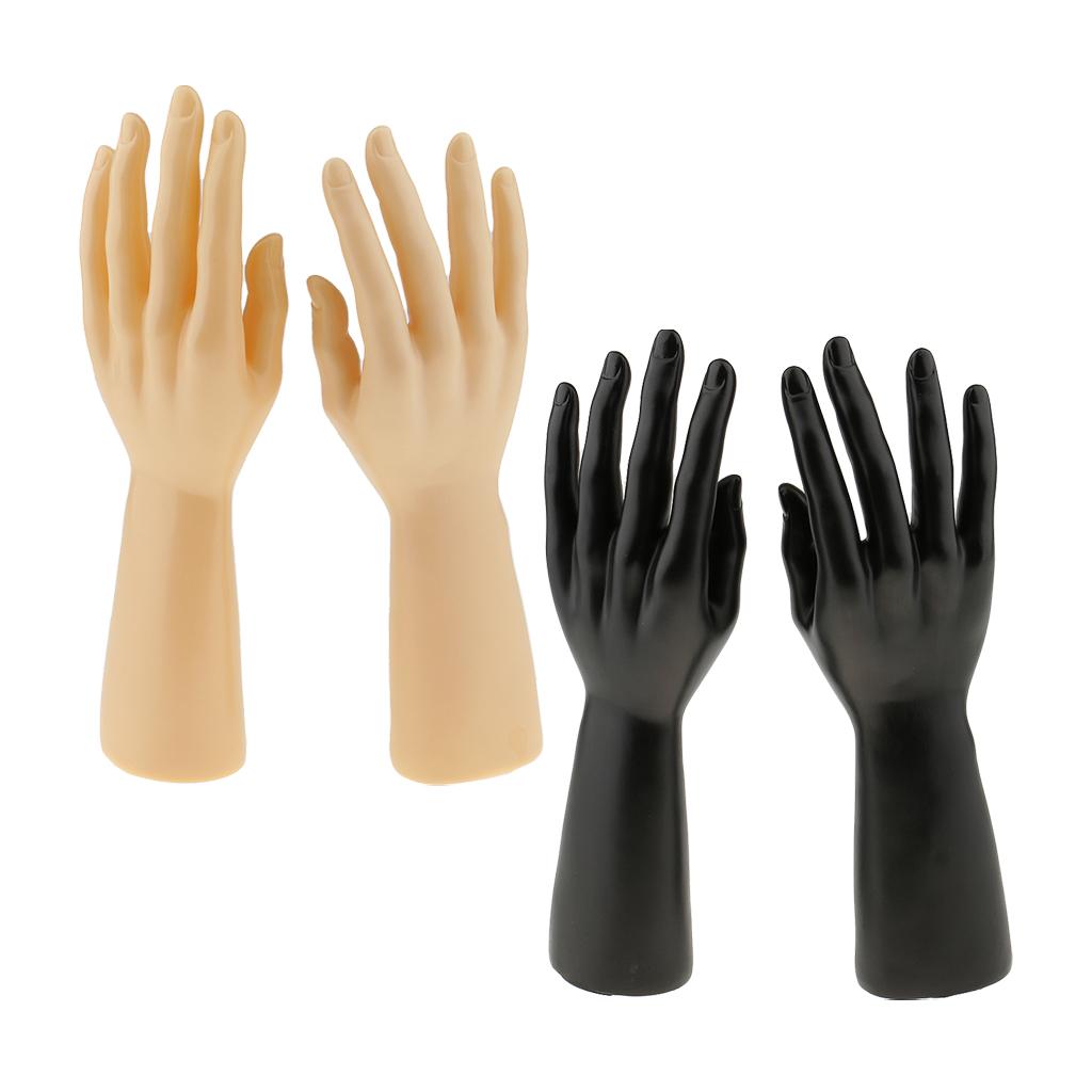 2 Pairs Male Mannequin Hand for Jewelry Bracelet Ring Watch Gloves Display