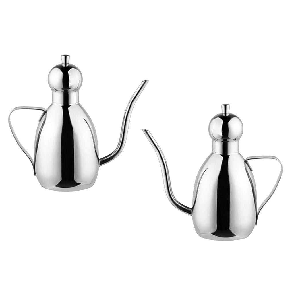 2PCS Stainless Steel Oil Can Drizzly Cruet Bottle Dispenser with Drip 0.6L