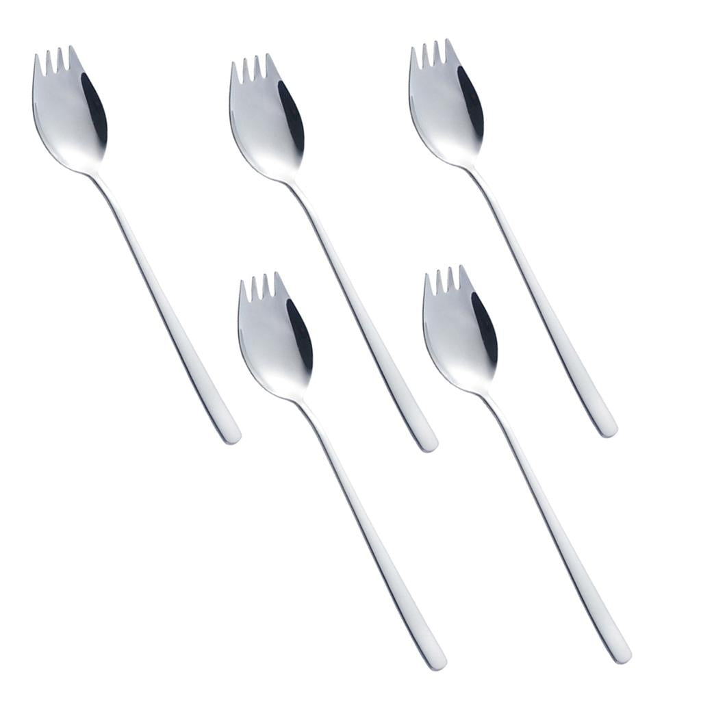 5Piece Camping Picnic Stainless Steel Spoon Spork Practical Cutlery Flatware