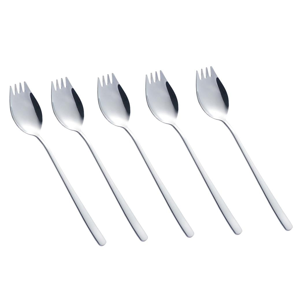 5Piece Camping Picnic Stainless Steel Spoon Spork Practical Cutlery Flatware