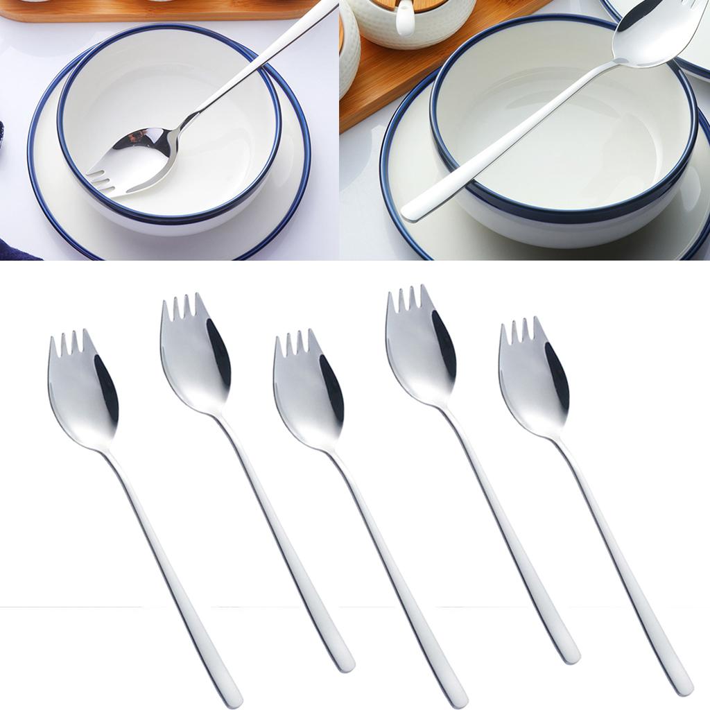 5Piece Camping Picnic Stainless Steel Spoon Spork Practical Cutlery Flatware
