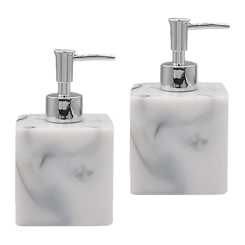 2PCS Fashion Resin Soap Dispenser Bathroom Pump Storage Bottle Marble Color