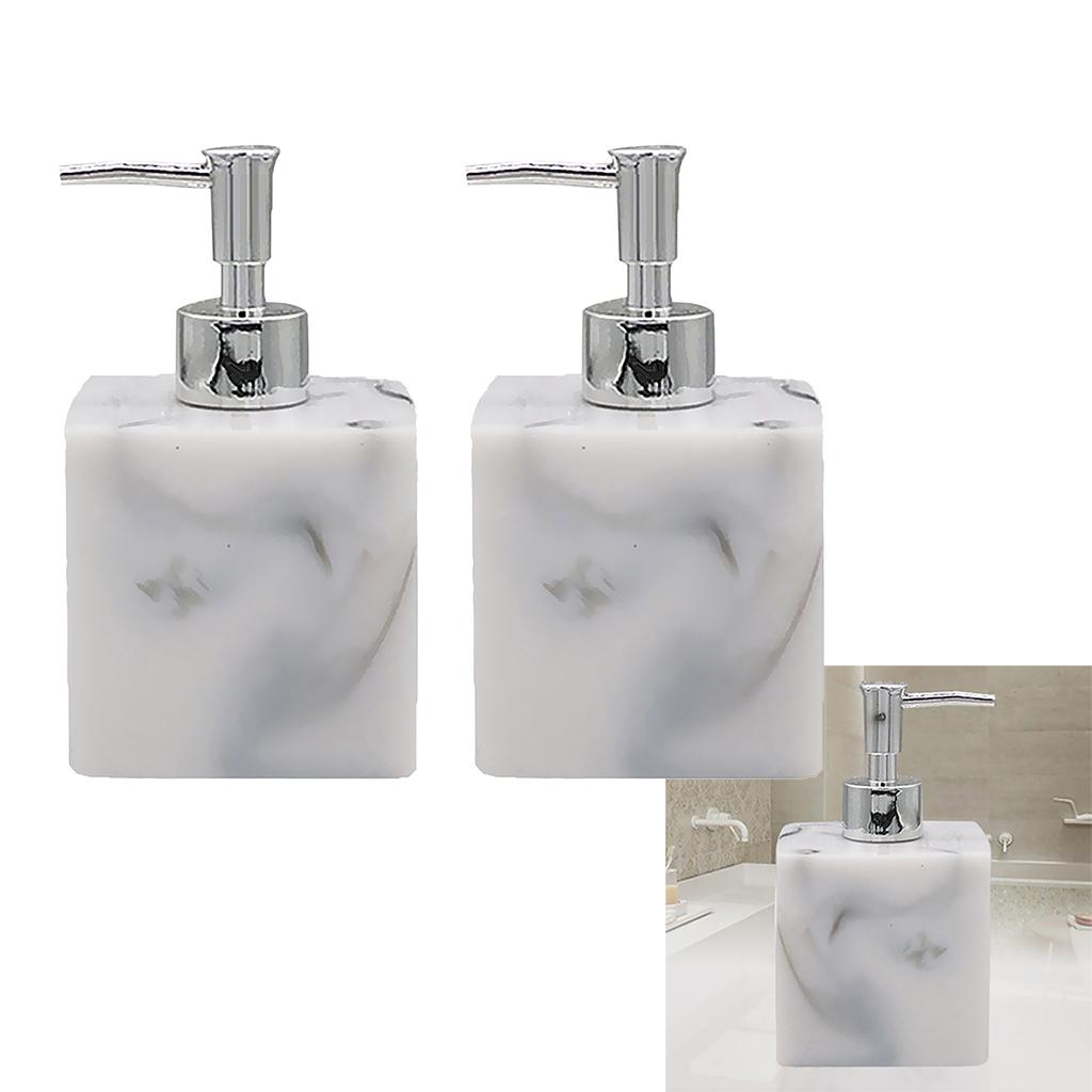2PCS Fashion Resin Soap Dispenser Bathroom Pump Storage Bottle Marble Color