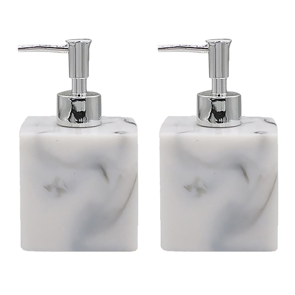 2PCS Fashion Resin Soap Dispenser Bathroom Pump Storage Bottle Marble Color