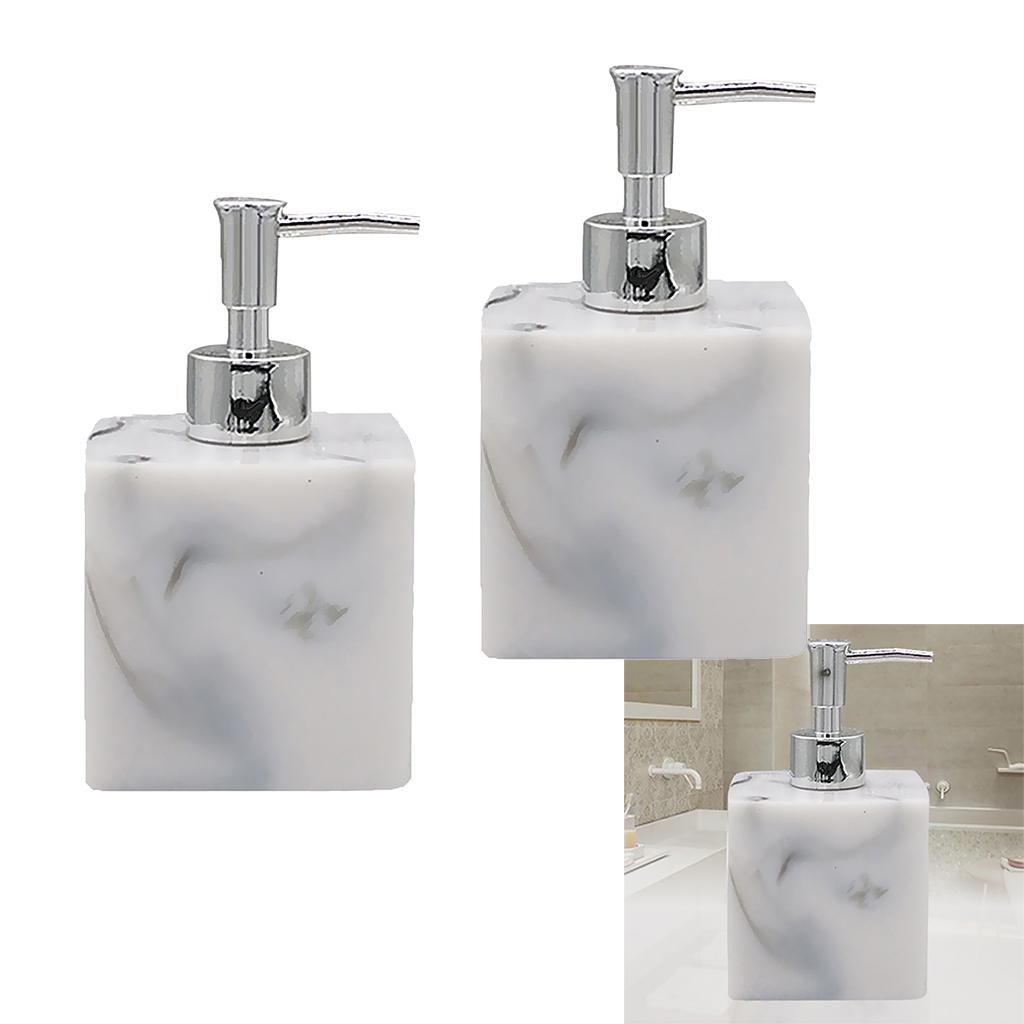 2PCS Fashion Resin Soap Dispenser Bathroom Pump Storage Bottle Marble Color