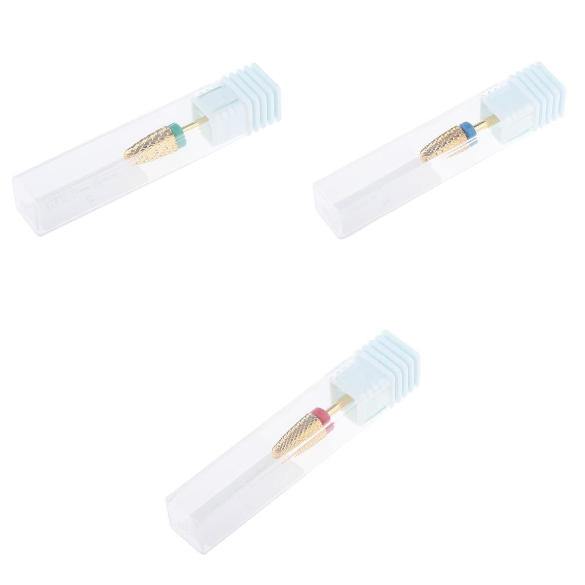 3Pcs Professional Alloy Nail Drill Bits Nail Tips Small Barrel Grinding Head