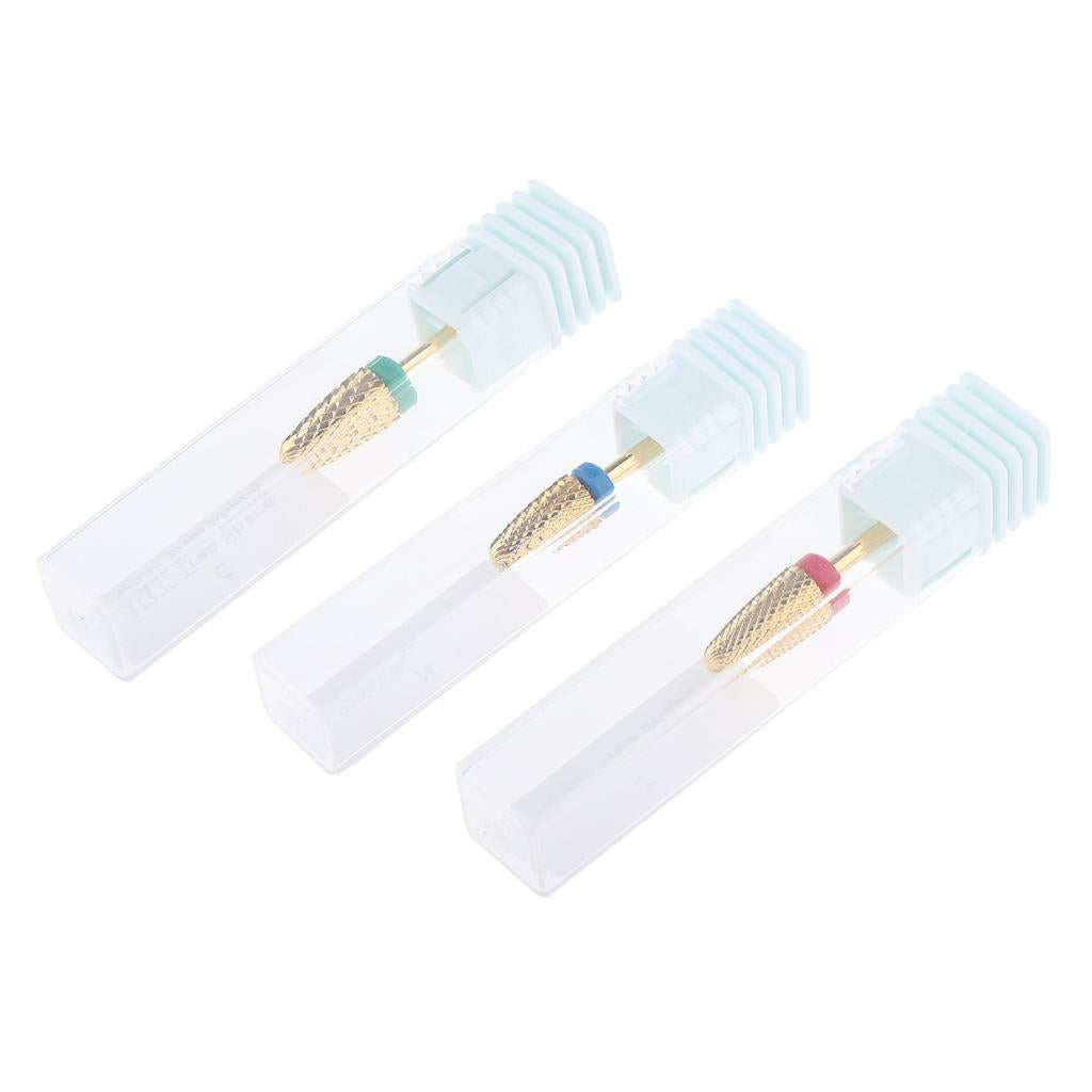 3Pcs Professional Alloy Nail Drill Bits Nail Tips Small Barrel Grinding Head
