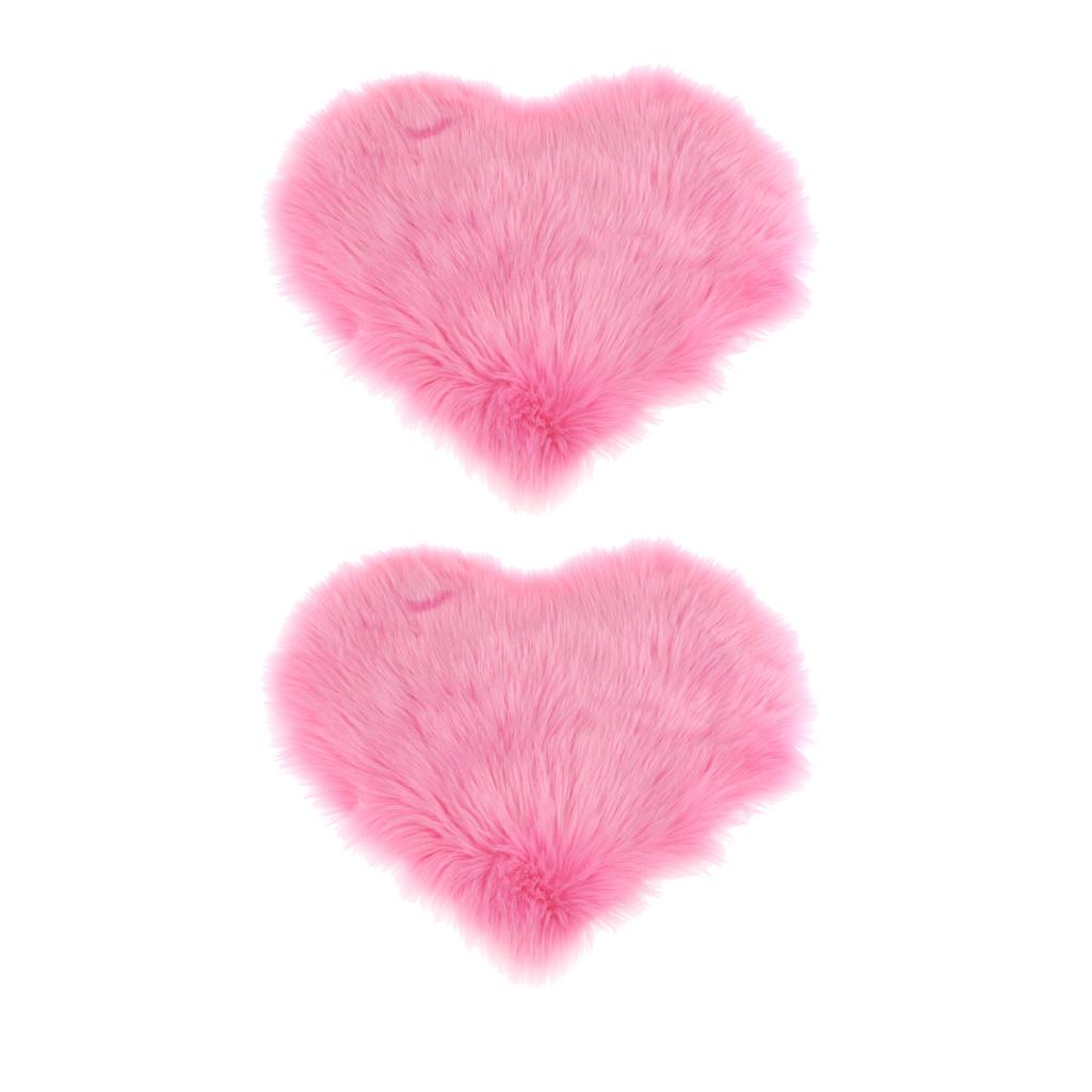 2xArtificial Wool Soft Plush Sofa Pillow Case Cushion Cover Pink