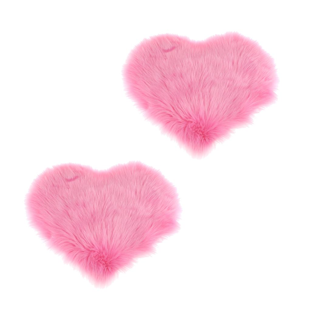 2xArtificial Wool Soft Plush Sofa Pillow Case Cushion Cover Pink