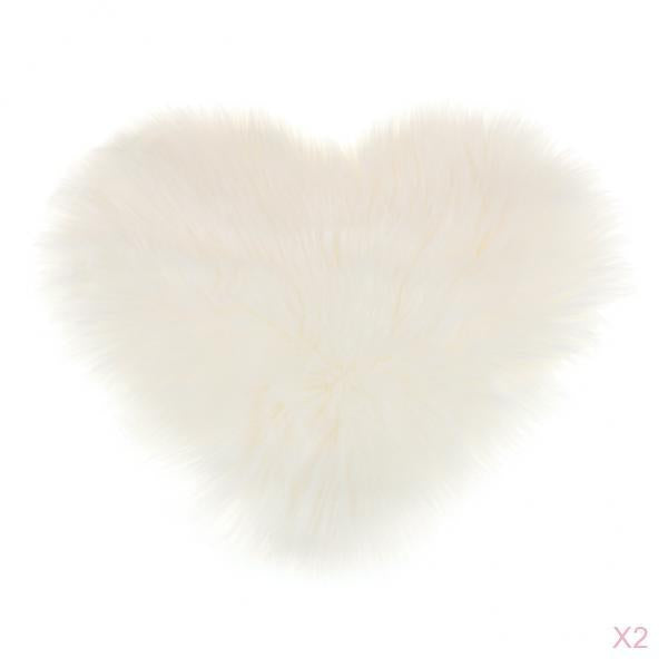 2xArtificial Wool Soft Plush Sofa Pillow Case Cushion Cover White