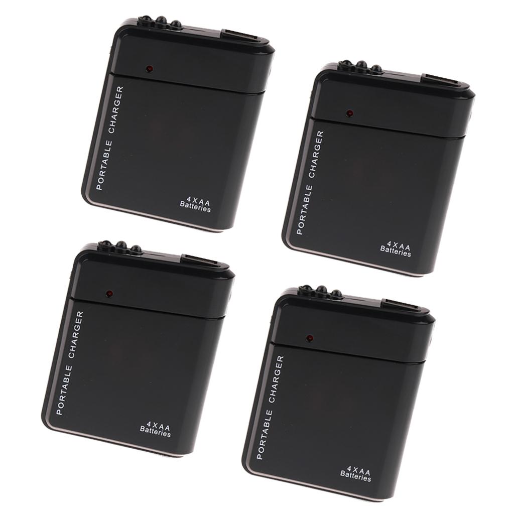 4Pcs Universal 4X AA Battery Portable Emergency USB Mobile Phone Charger Box