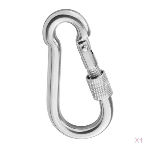 4pcs Stainless Steel Hammock Hanging Carabiner Screw Locking Keychain Hook