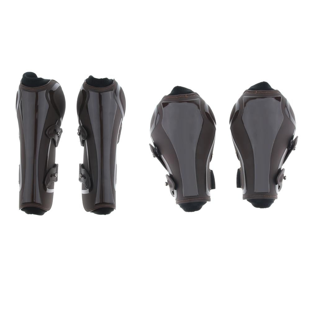4pcs Horse Leg Boots Equestrian Front Rear Hind Tendon Protect Cover Brown