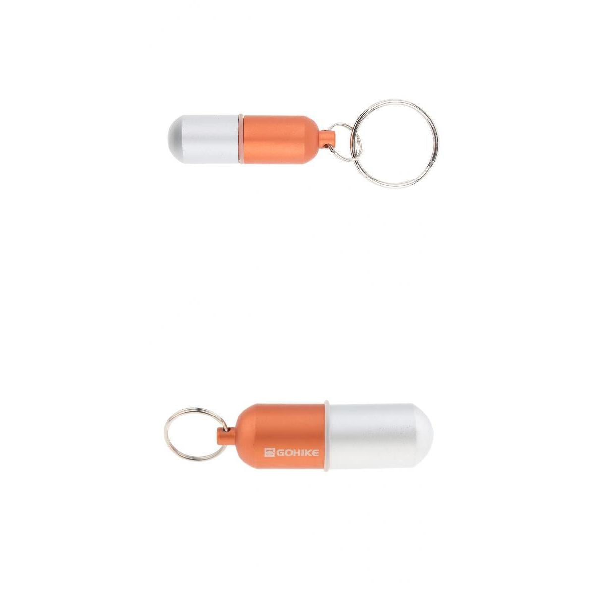 2pcs Waterproof Aluminum Pill Storage Box Keychain Tablet Holder Case Orange