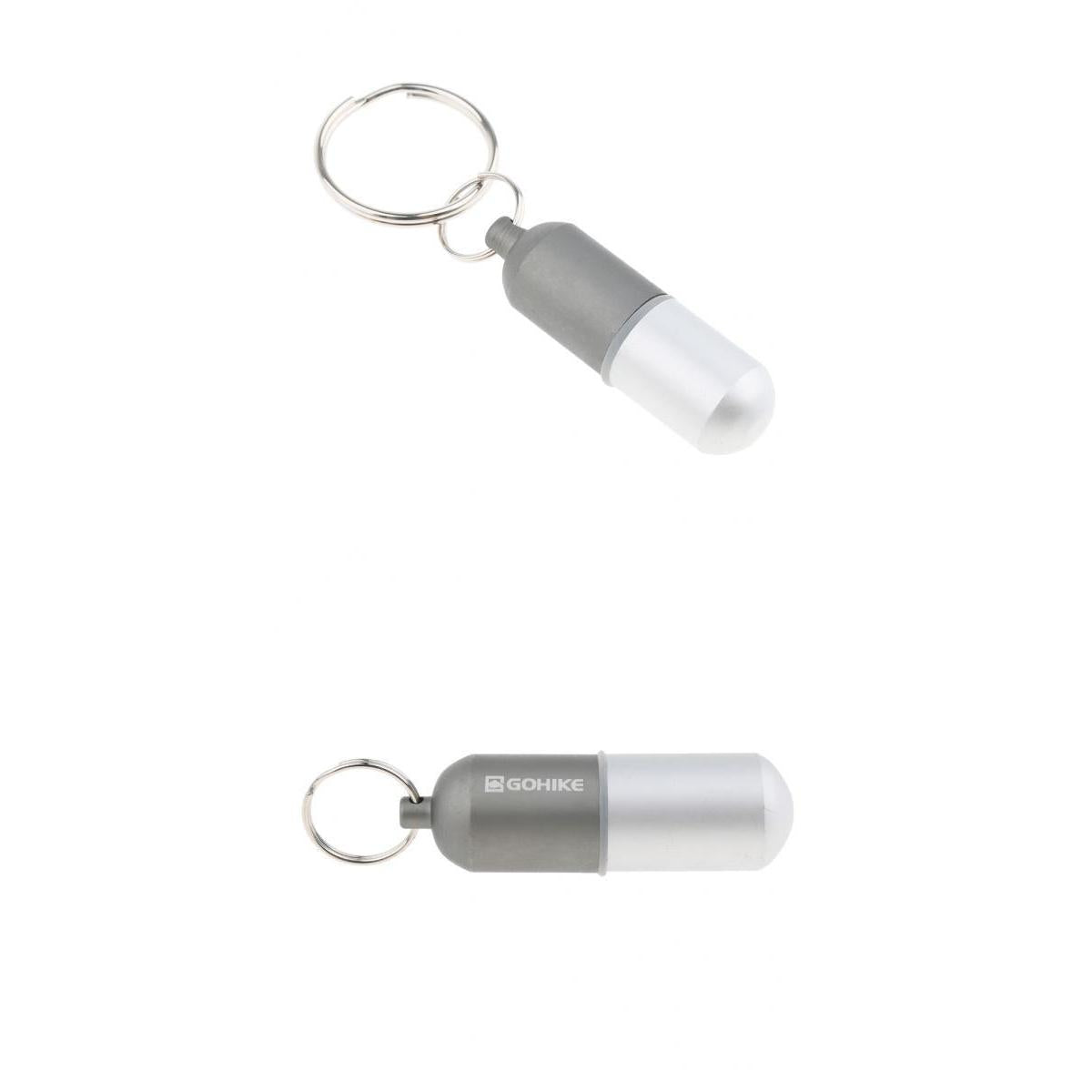 2pcs Waterproof Aluminum Pill Storage Box Keychain Tablet Holder Case Gray