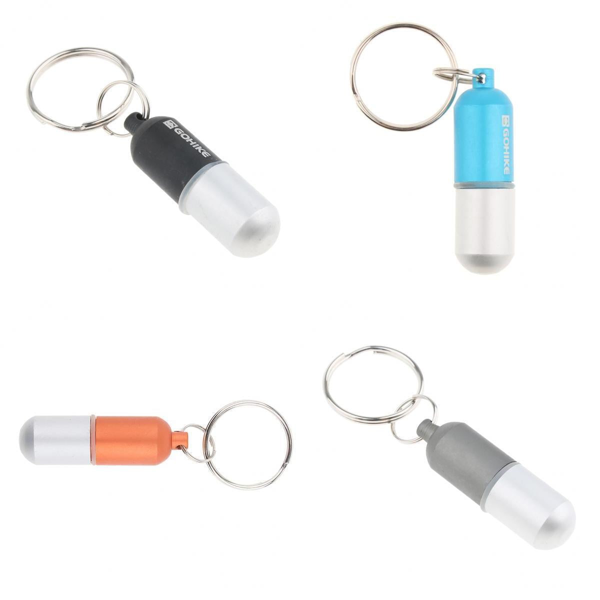 4pcs Waterproof Aluminum Pill Storage Box Keychain Capsule Tablet Bottle S