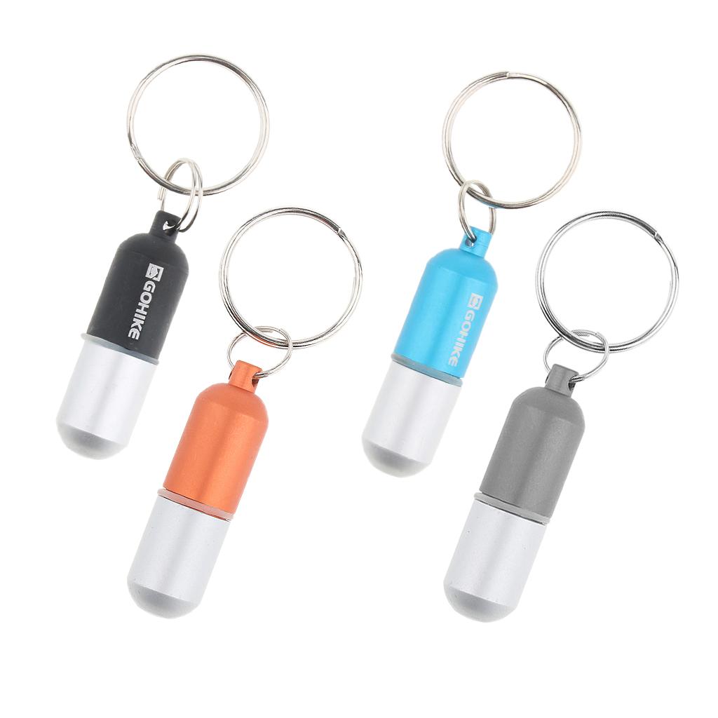 4pcs Waterproof Aluminum Pill Storage Box Keychain Capsule Tablet Bottle S