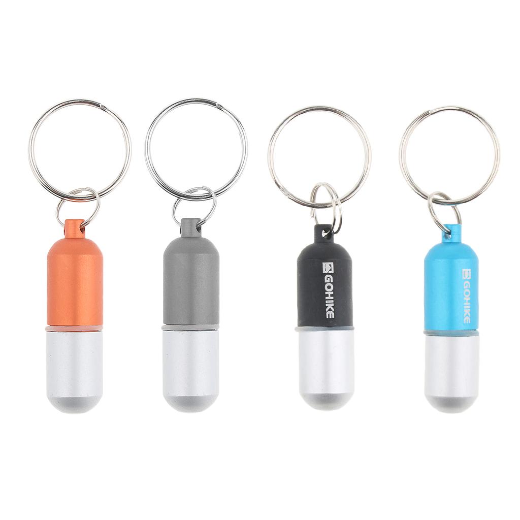 4pcs Waterproof Aluminum Pill Storage Box Keychain Capsule Tablet Bottle S