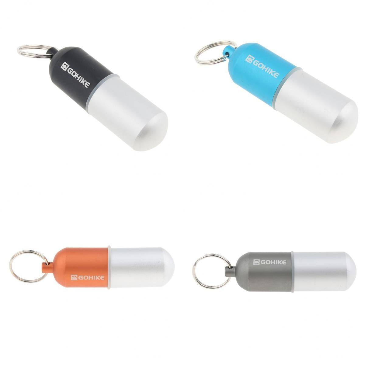 4pcs Waterproof Aluminum Pill Storage Box Keychain Capsule Tablet Bottle L