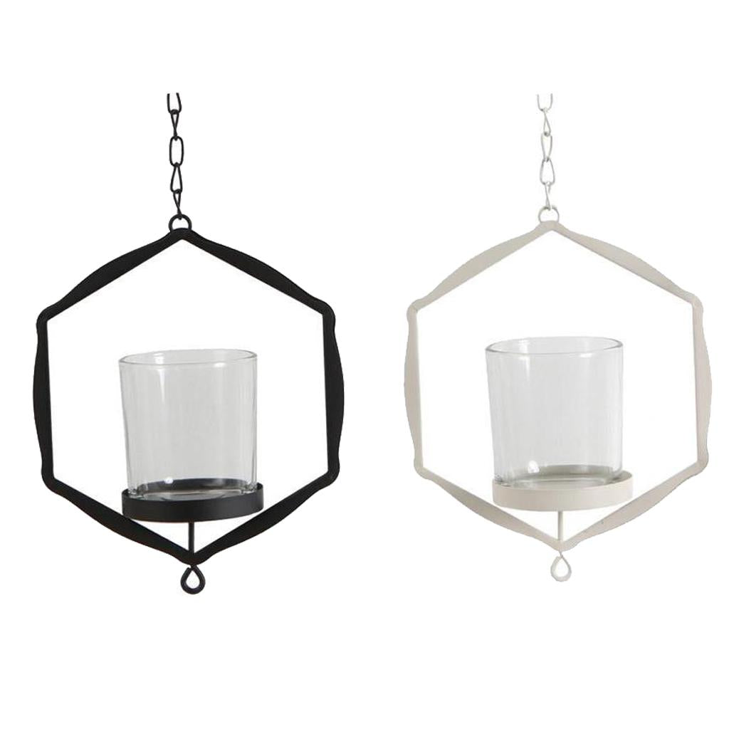 2Pcs Iron Ceiling Chandelier 3D Geometric Candle Holder Candlestick Set B