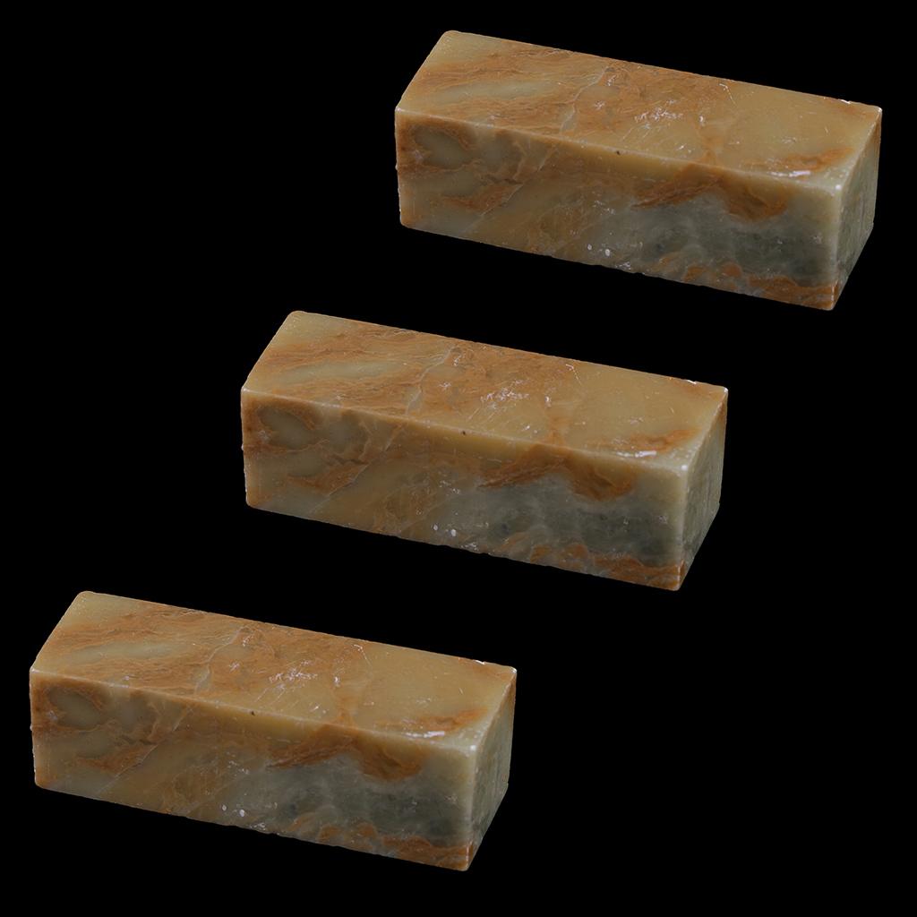 3x DIY Handmade Chinese Stone Chop Stamp Material Seals Stone Ornament Decor